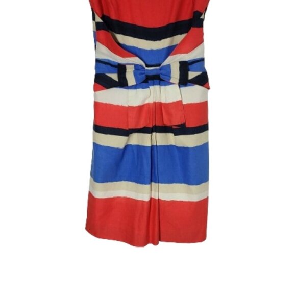 KATE SPADE Jillian Linen Blend Striped Bow-Waist Midi Dress Women's Size 6 - Picture 5 of 16